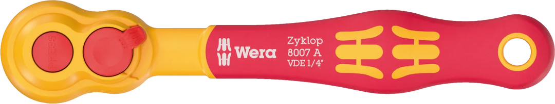 Wera 8007 A VDE Zyklop 1/4" Insulated Ratchet – 1000V Rated (05004866001)