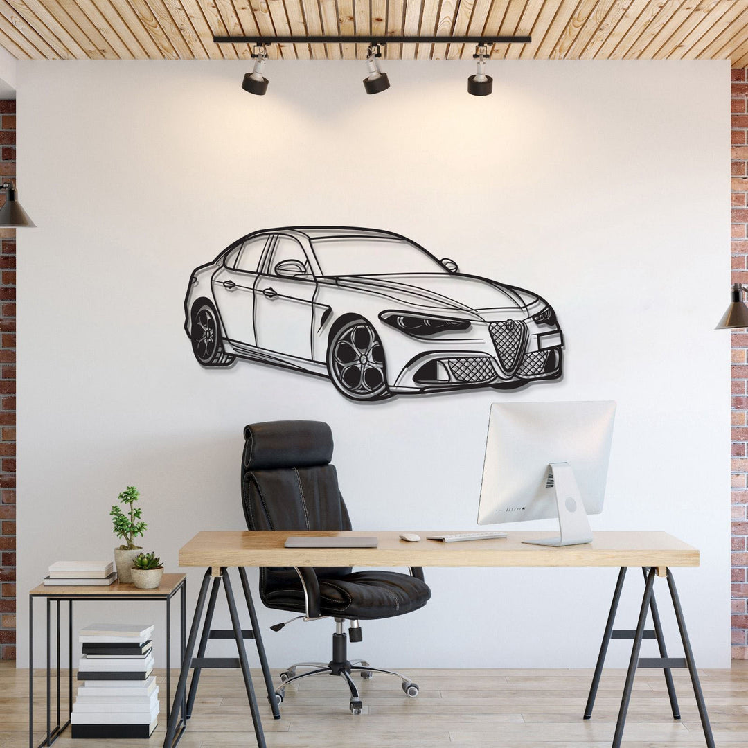 2023 Giulia Quadrifoglio 100th Anniversary Perspective Metal Car Wall Art - MT1206