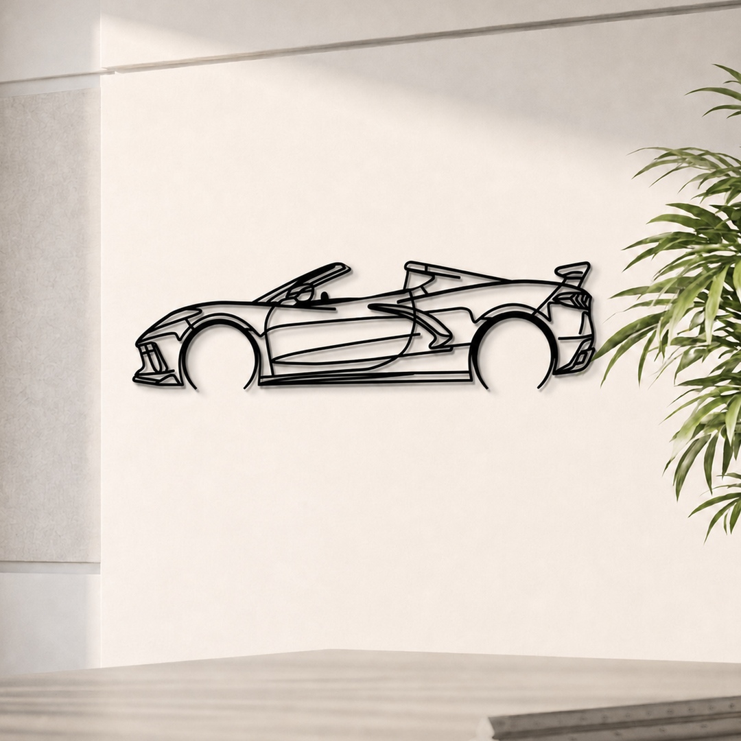 Corvette C8 Detailed Metal Car Wall Art - MT0922