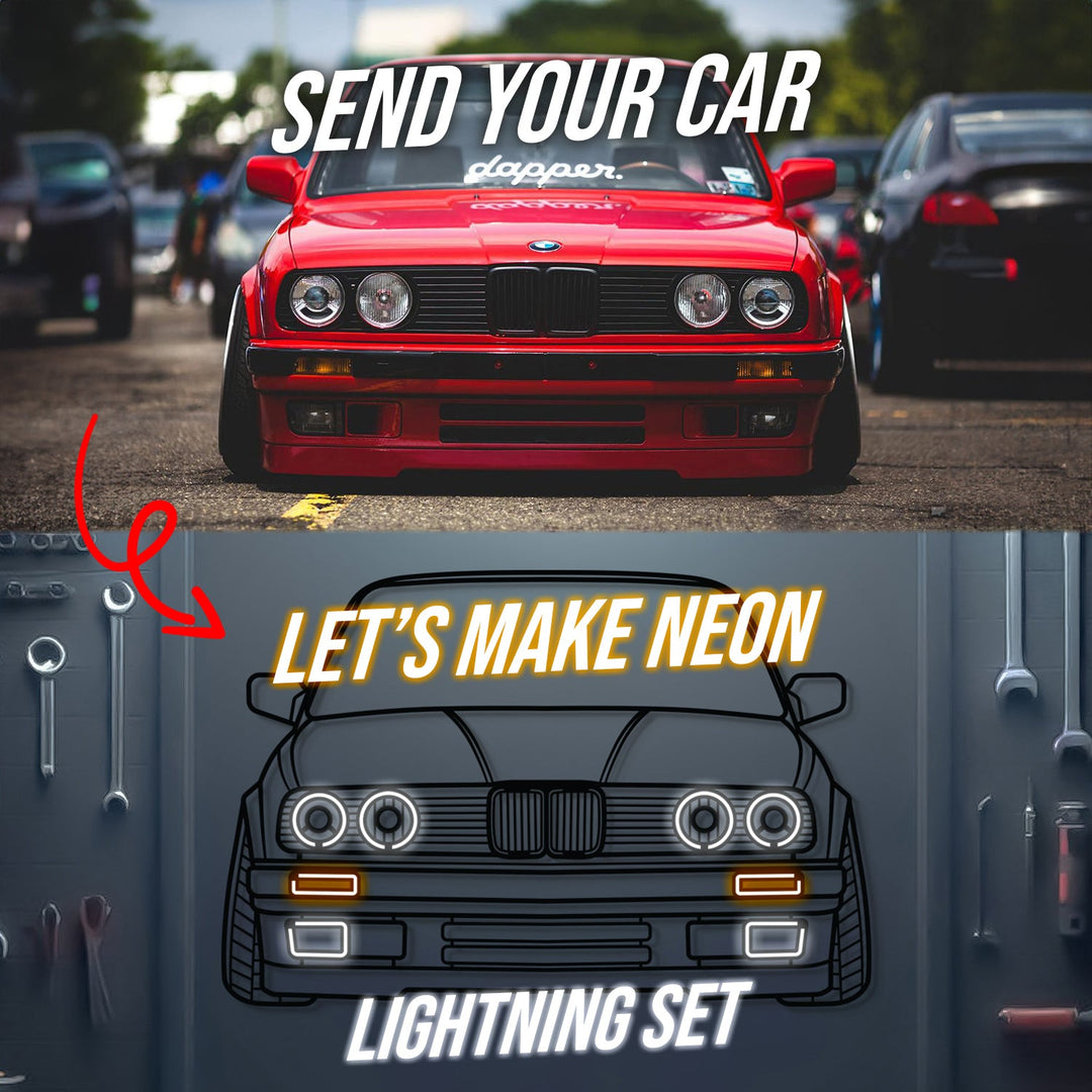 Your Personalized Metal Neon Car Wall Art - (Front and rear views only)