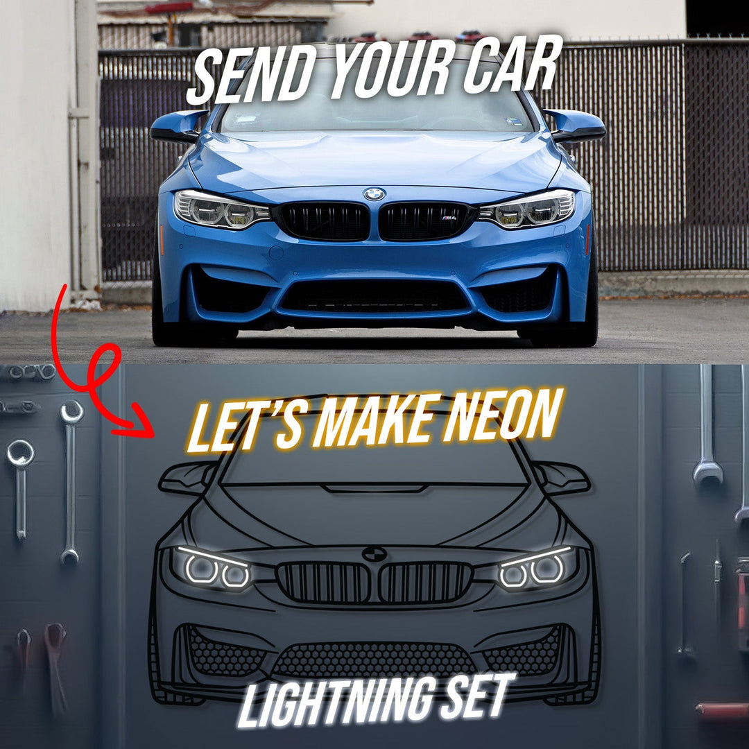 Your Personalized Metal Neon Car Wall Art - (Front and rear views only)