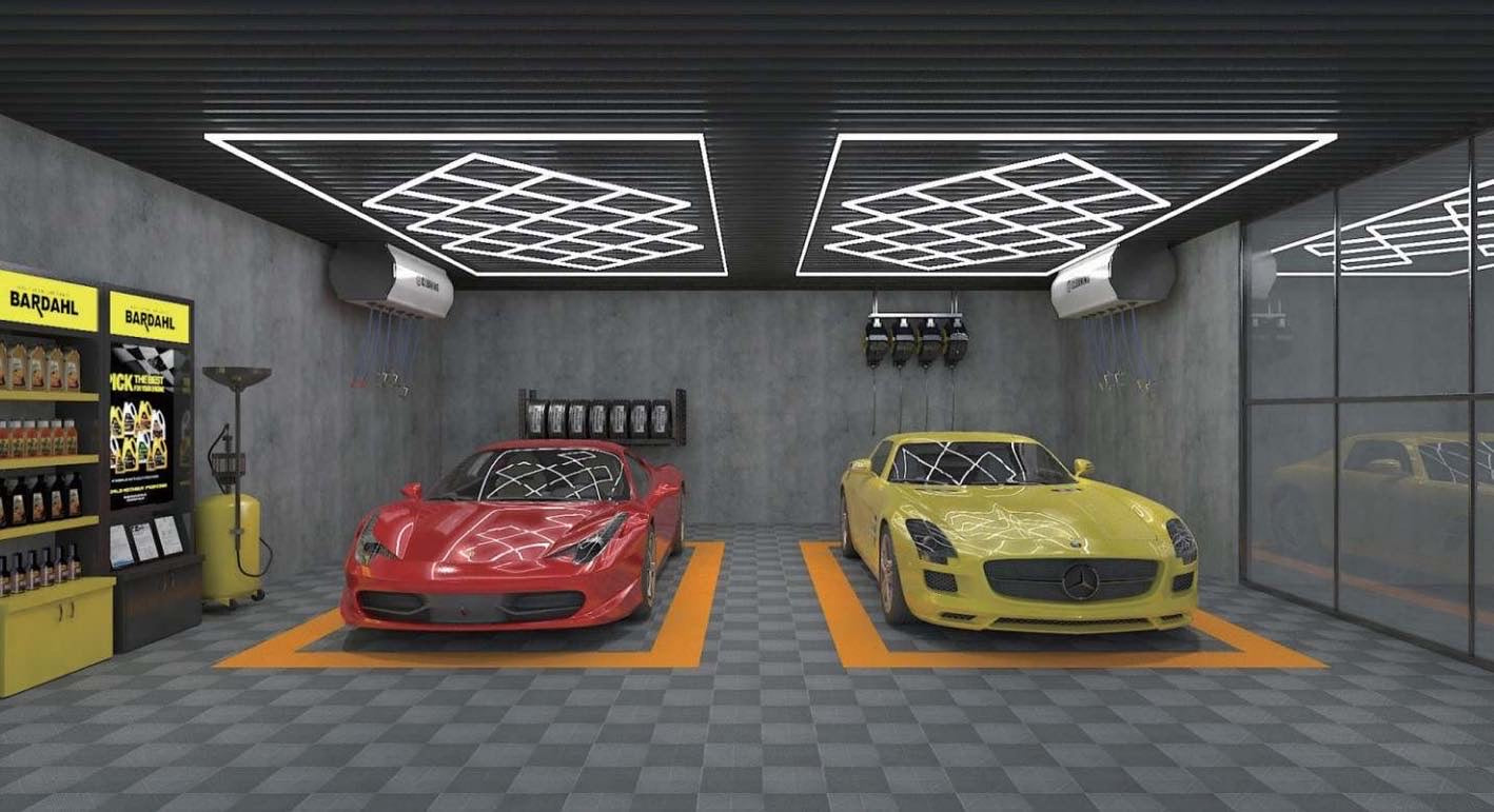 Custom Garage LED Lighting System - Modular Hexagon Panels – Garage Exotica
