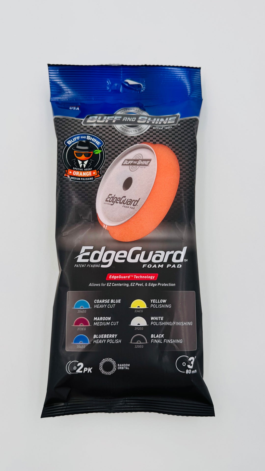 Buff and Shine Edgeguard Orange Foam Polish/Finish Pad 3" 2 pack