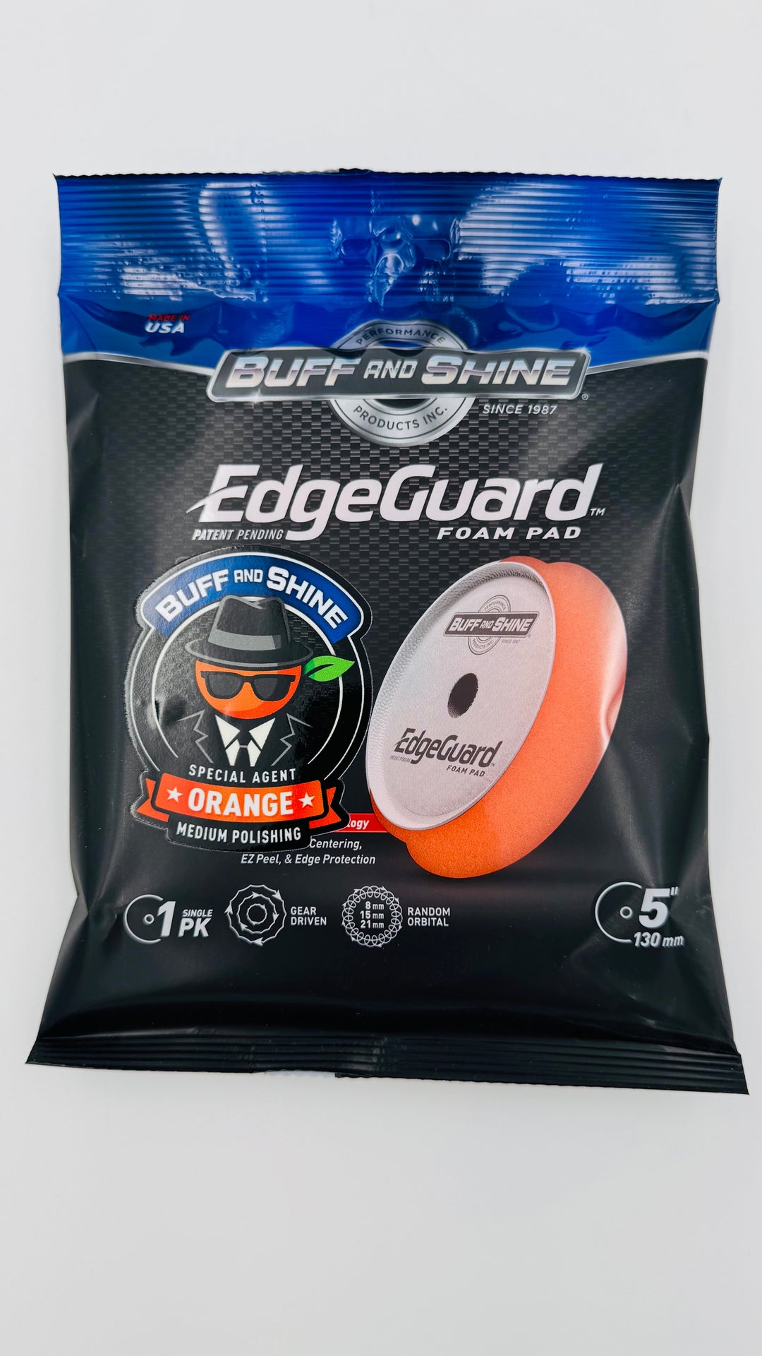 Buff and Shine Edgeguard Orange Foam Polish/Finish Pad 5"