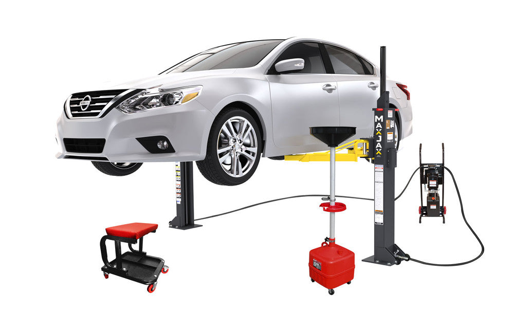 MaxJax M7K Portable Two-Post Car Lift – 7,000 lb Capacity for Low-Ceiling Garages