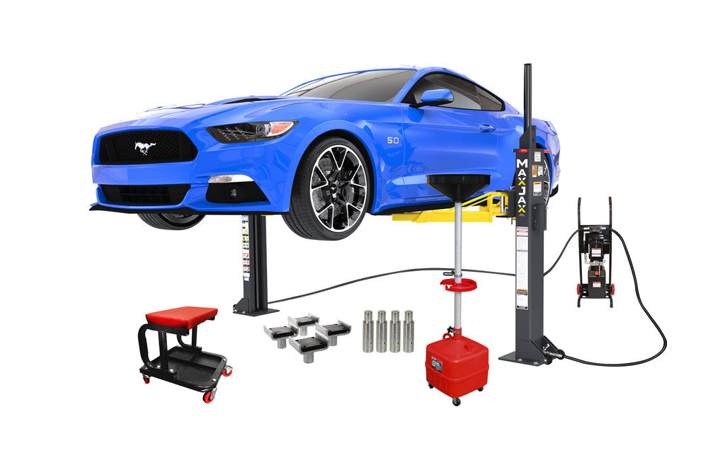MaxJax M7K Portable Two-Post Car Lift – 7,000 lb Capacity for Low-Ceiling Garages