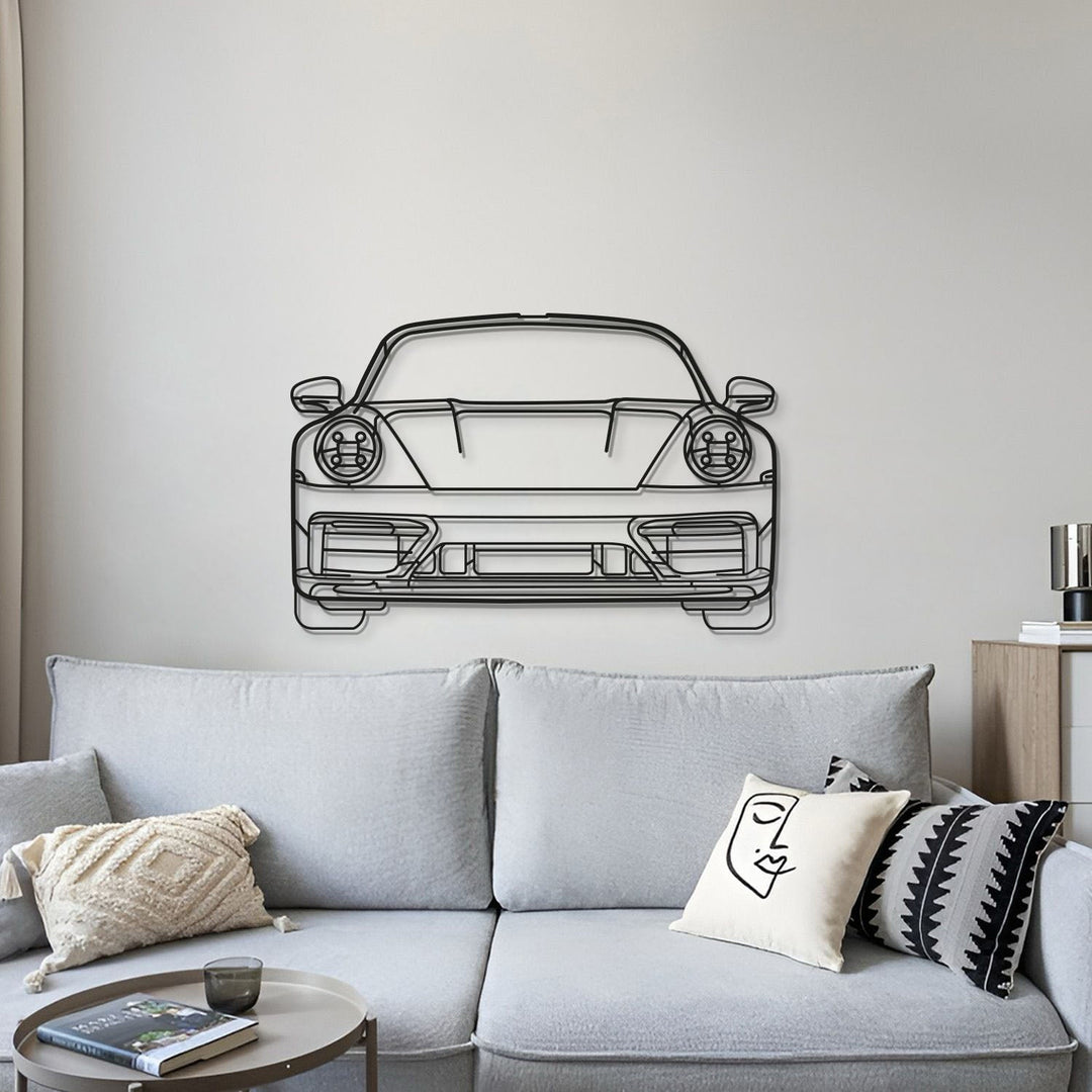 911 Model 992 Front View Metal Car Wall Art - MT0865