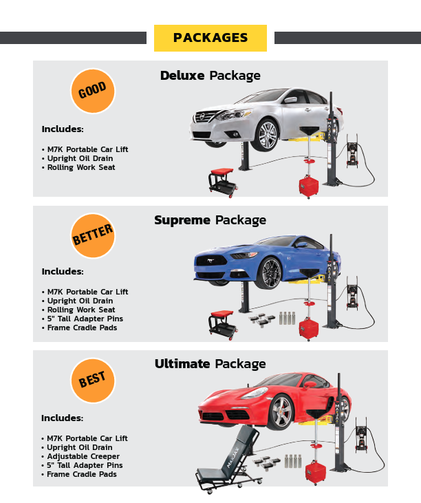 MaxJax M7K Portable Two-Post Car Lift – 7,000 lb Capacity for Low-Ceiling Garages