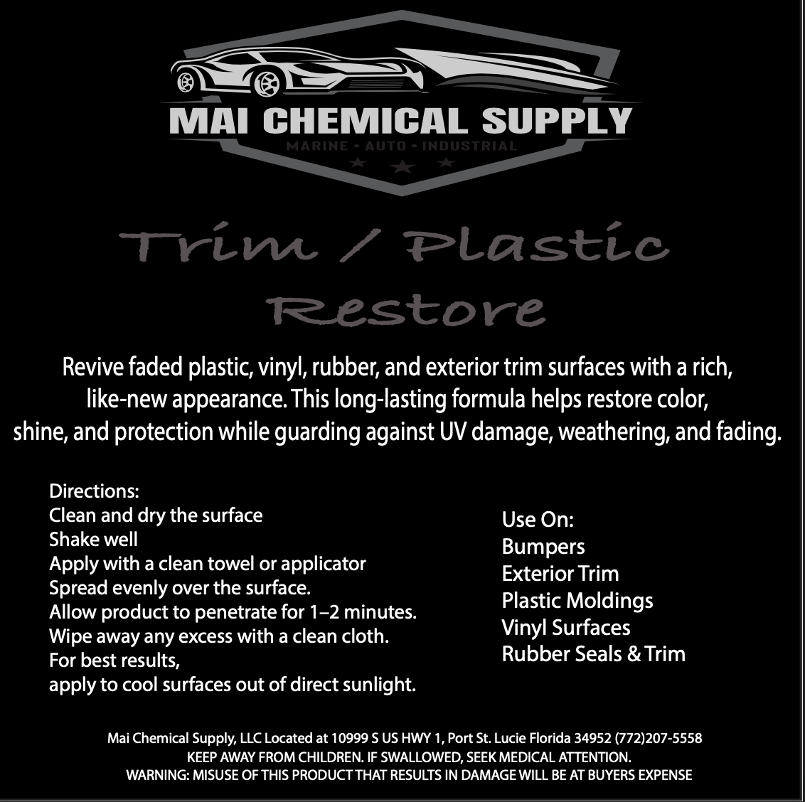 MAI Chemical Trim & Plastic Restore