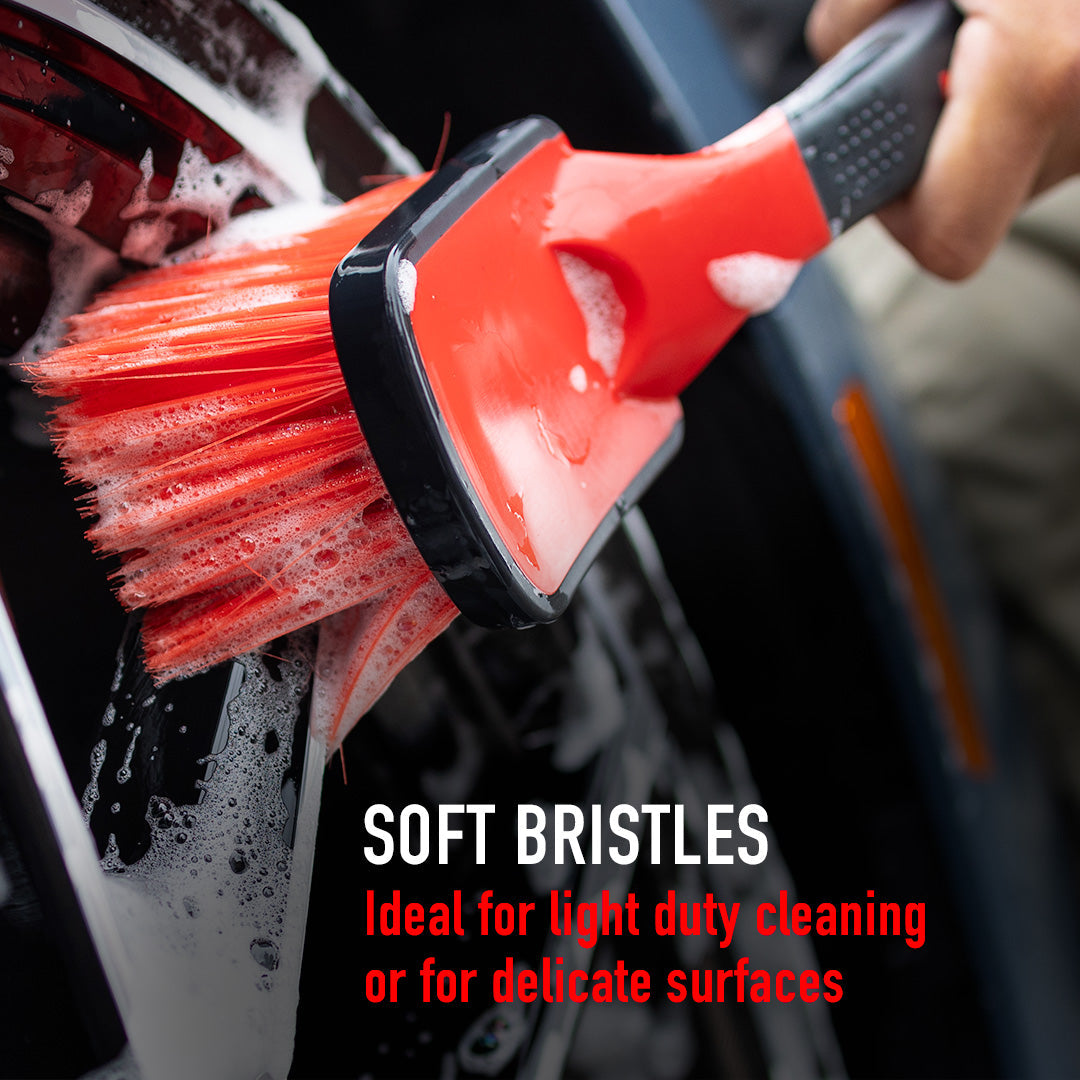 Soft Grip Light Duty Rim Cleaning Brush with Medium Handle