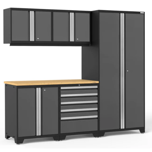 NEWAGE Pro Series 6 Piece Cabinet Set with Tool Drawer, Base, Wall Cabinet and Locker