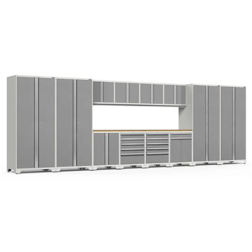 NEWAGE Pro Series 14 Piece Cabinet Set with Lockers, Base, Wall, Tool Drawer, Multi-Function Cabinets and 56 in. Worktop