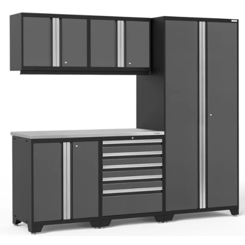 NEWAGE Pro Series 6 Piece Cabinet Set with Tool Drawer, Base, Wall Cabinet and Locker