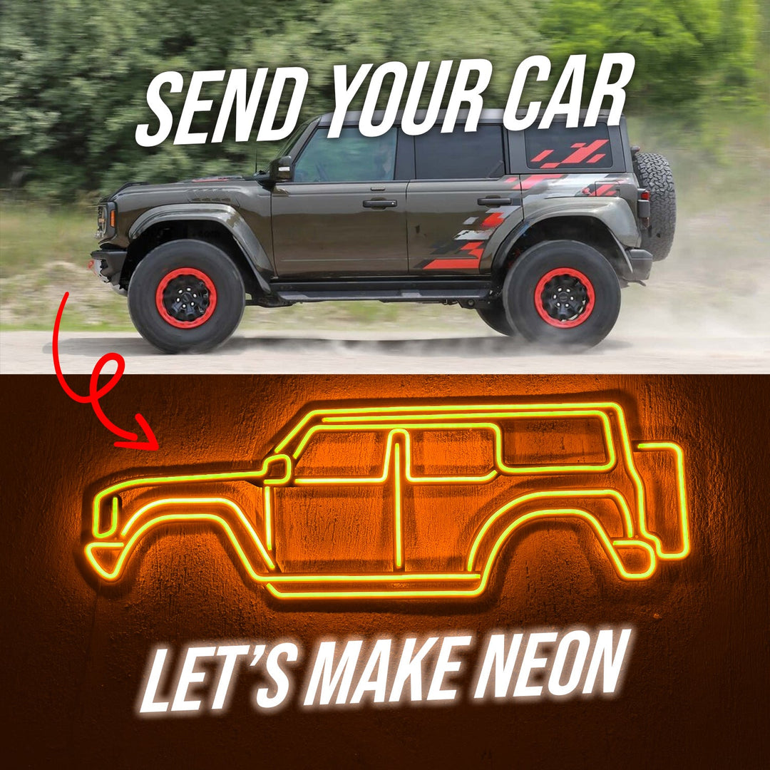 Your Personalized Metal Neon Car Wall Art - (Side view)