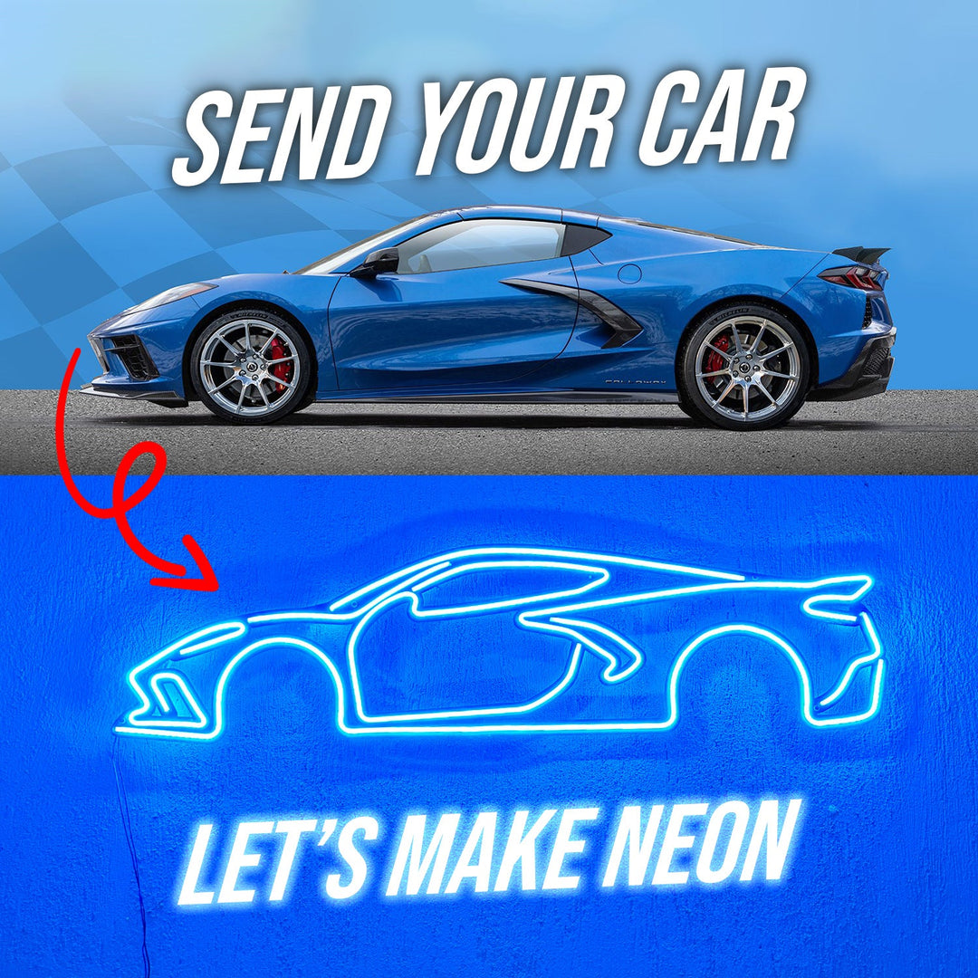 Your Personalized Metal Neon Car Wall Art - (Side view)