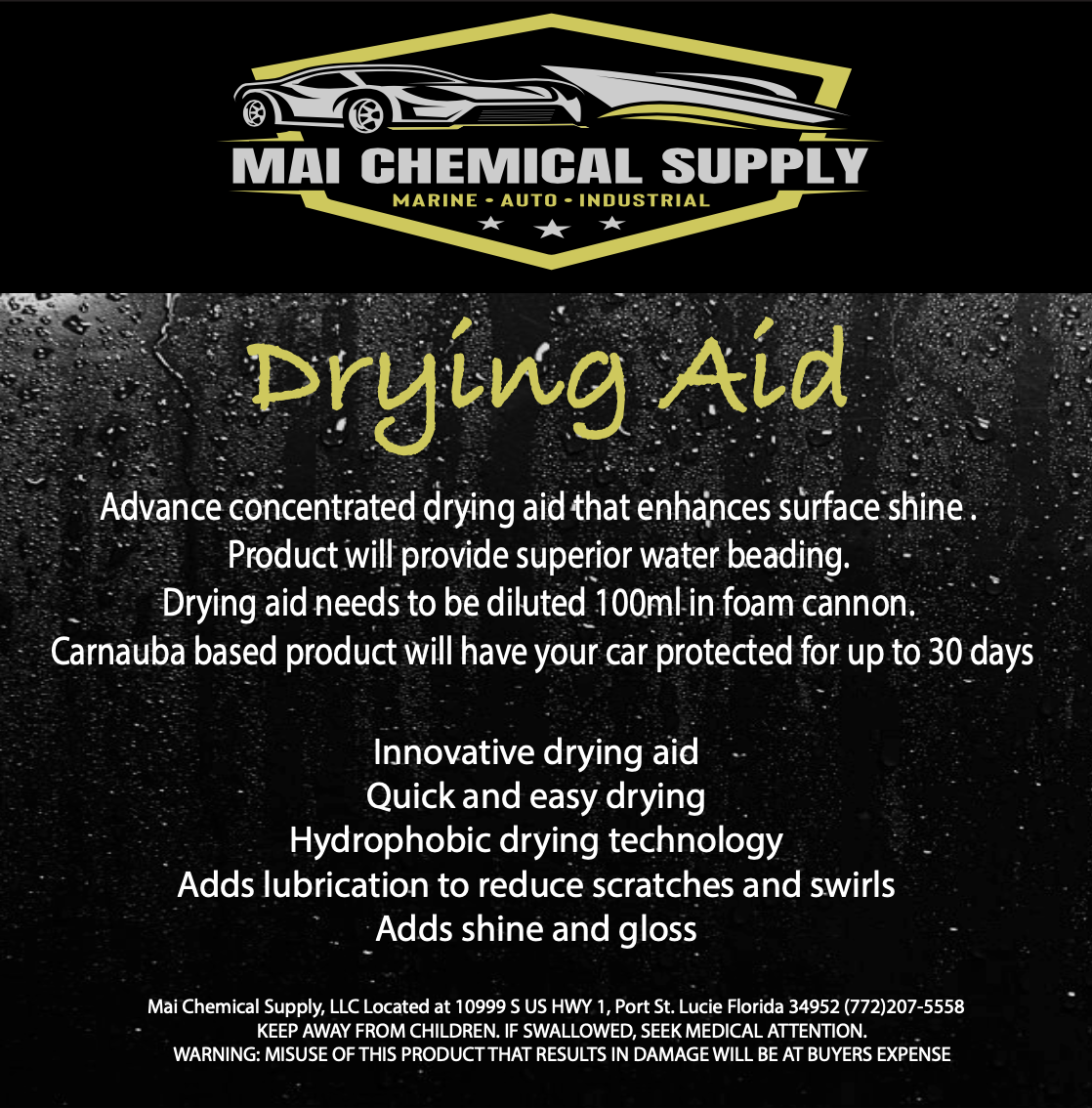 MAI Chemical Drying Aid – Carnauba Foam Cannon Additive