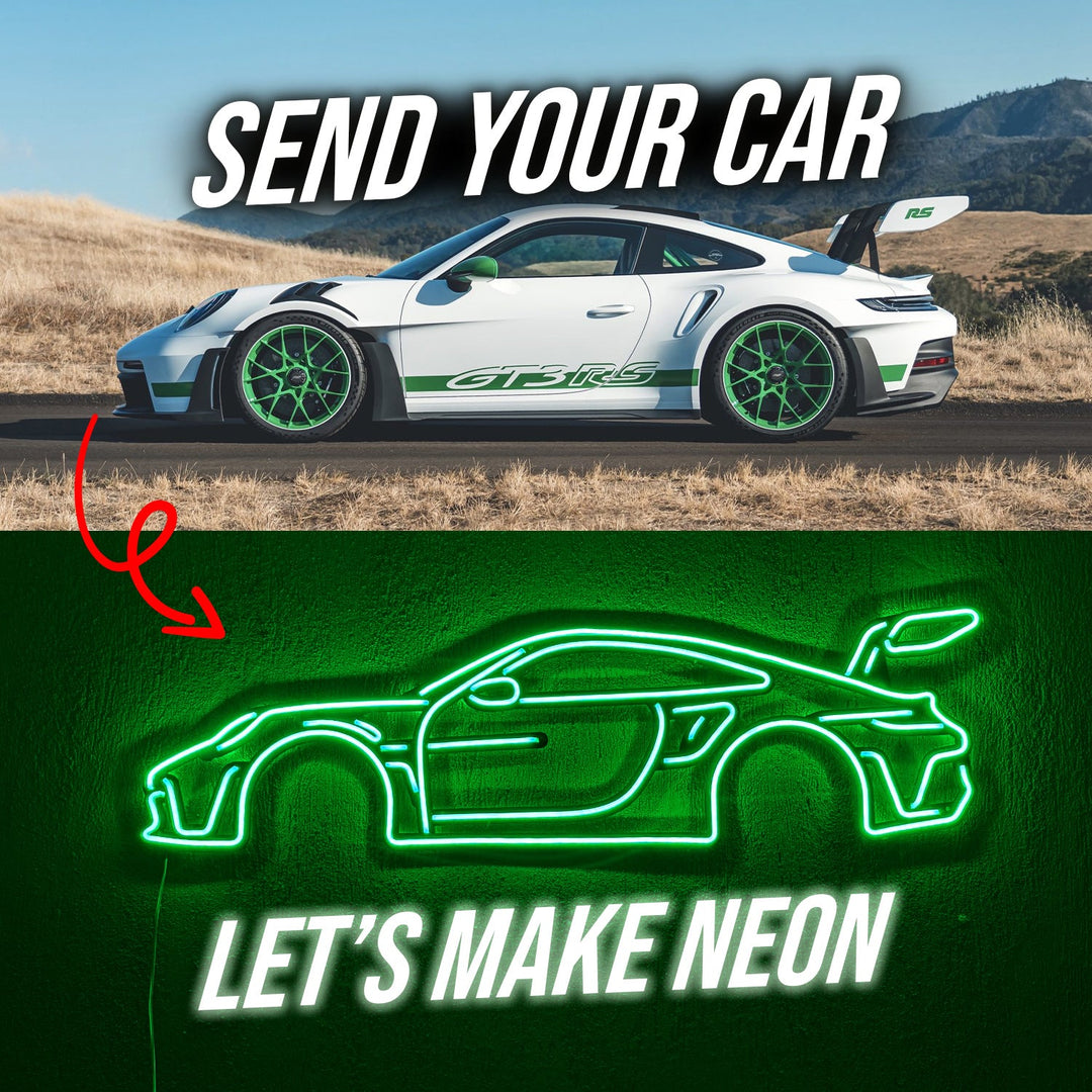 Your Personalized Metal Neon Car Wall Art - (Side view)