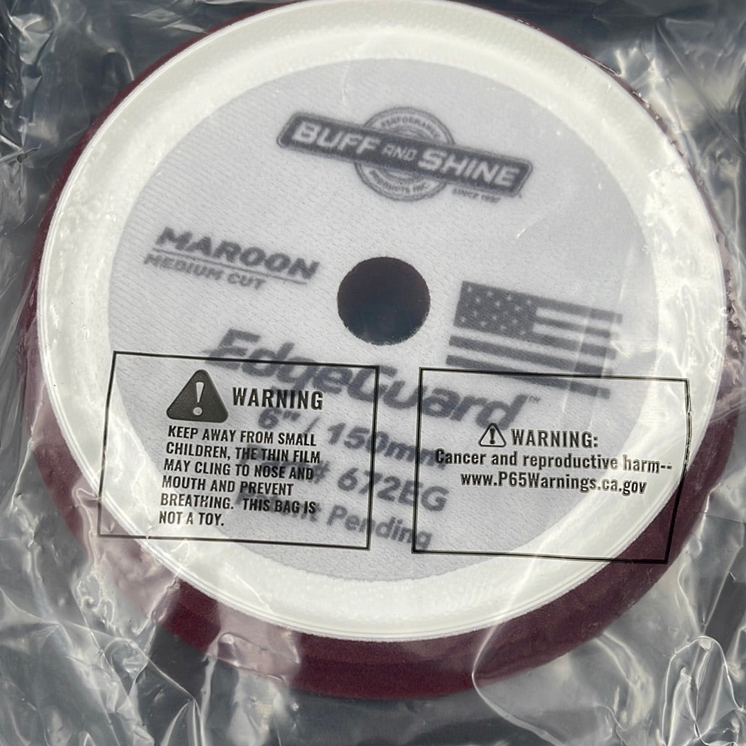 Buff and Shine Edgeguard Maroon Med. Cut Polish FoamPad 6"