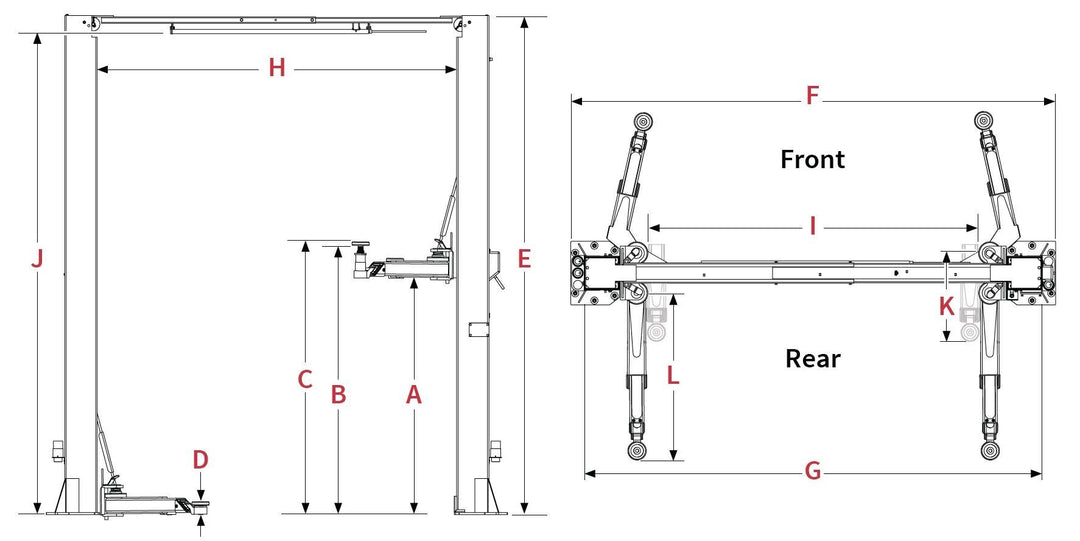 BendPak 10APX Two Post Car Lift - 10,000-Lb Capacity - High Rise