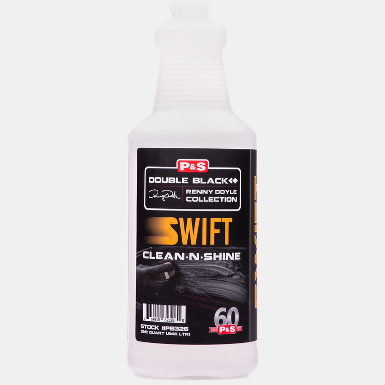 Bottle of P&S Swift Clean N Shine on a white background