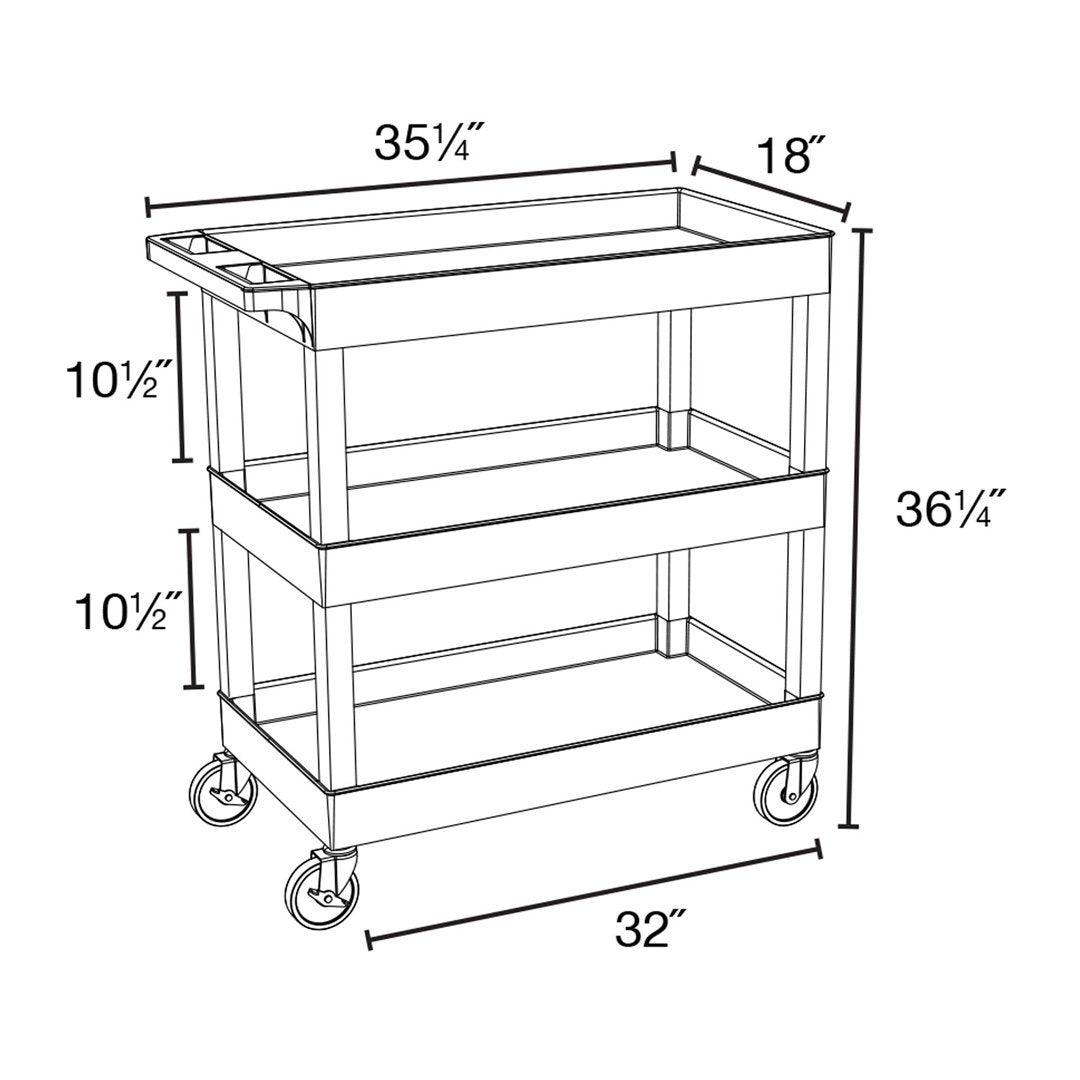LUXOR EC111HD-G Heavy Duty Tub Cart with Three Shelves