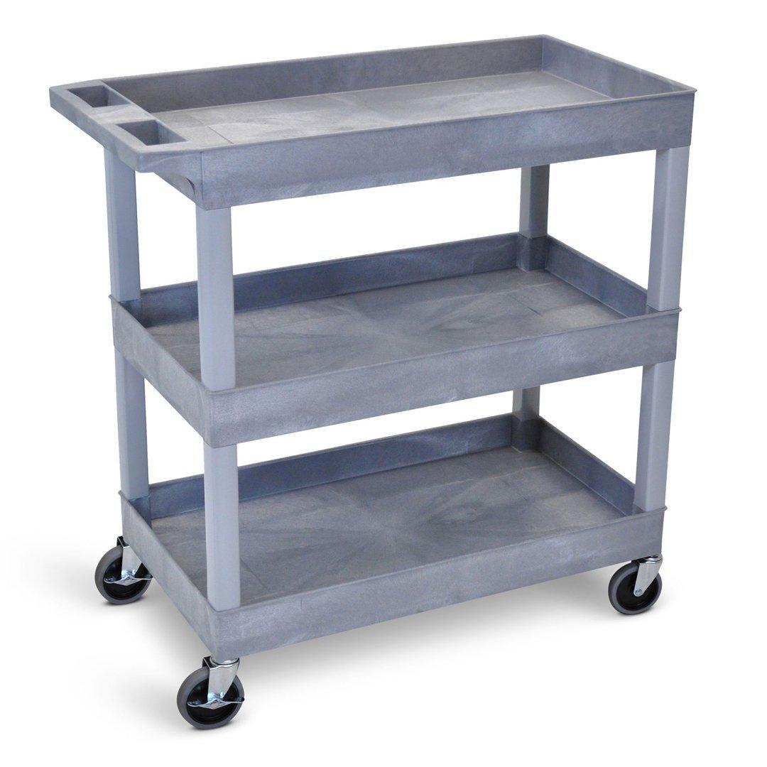 LUXOR EC111HD-G Heavy Duty Tub Cart with Three Shelves