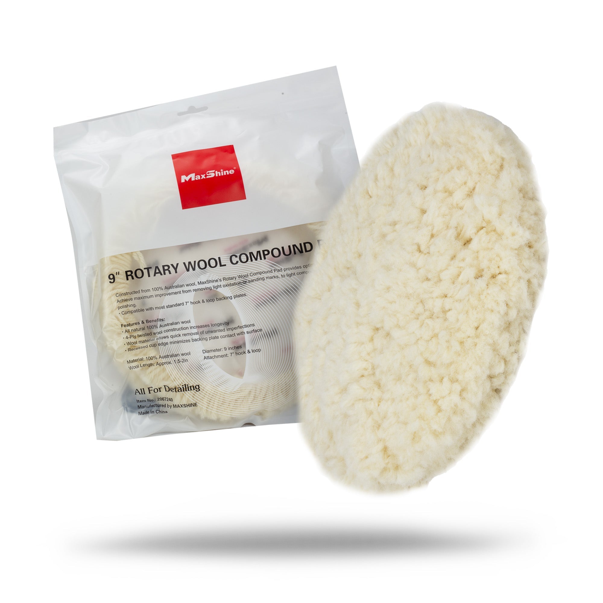 Rotary Wool Buffing Pads - 9in