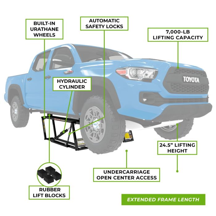 QuickJack 7000TLX Extended Portable Car Lift – 7,000 lb Capacity for Trucks & SUVs