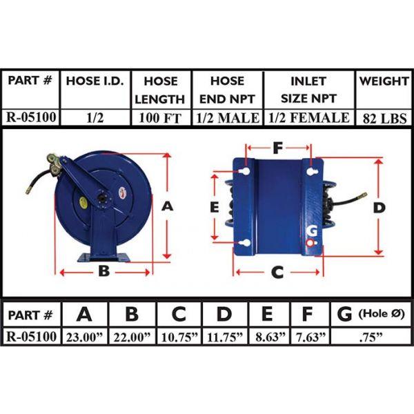 RAPIDAIR 1/2" Hose Reel (Dual Arm)