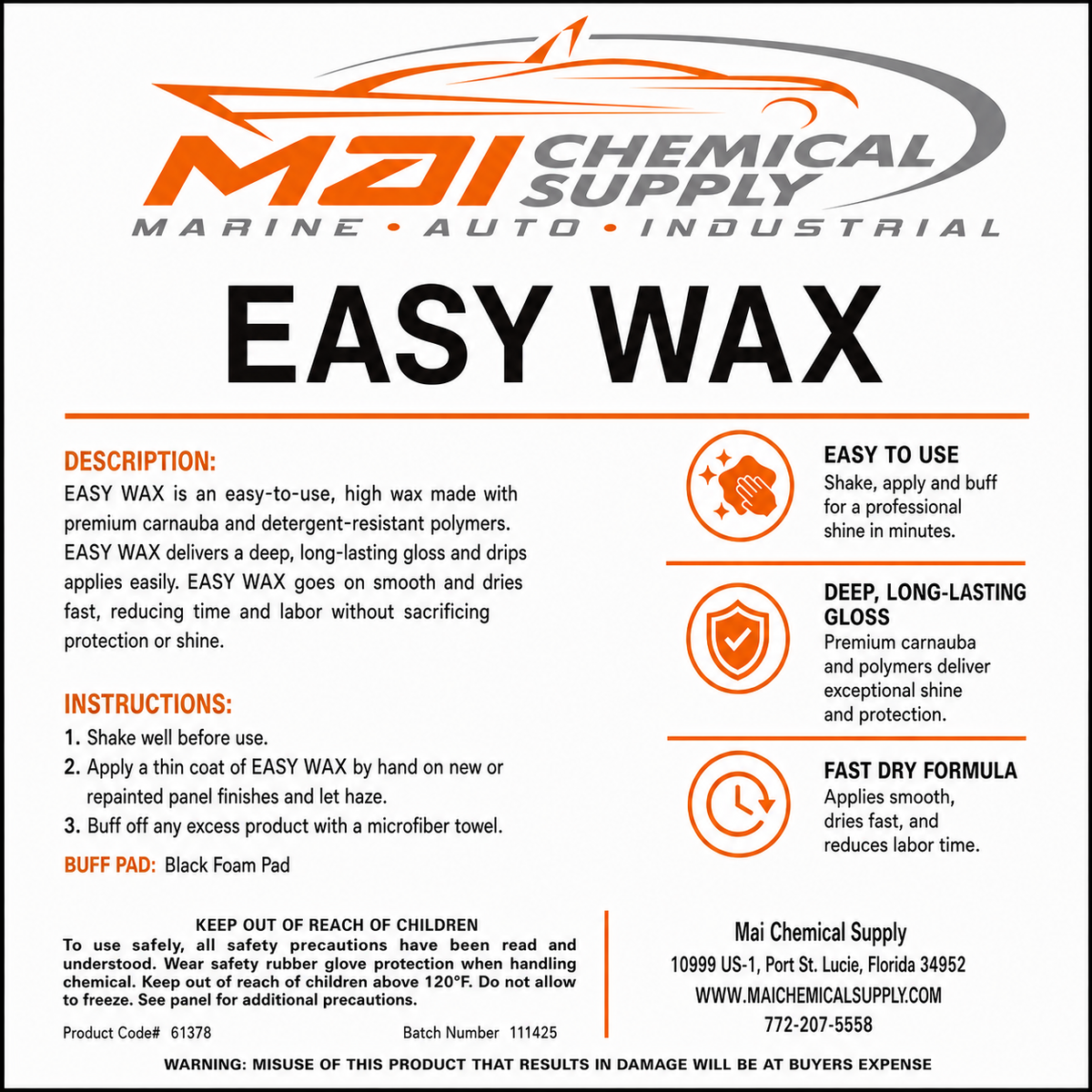 MAI Chemical Easy Wax – Professional Spray Wax