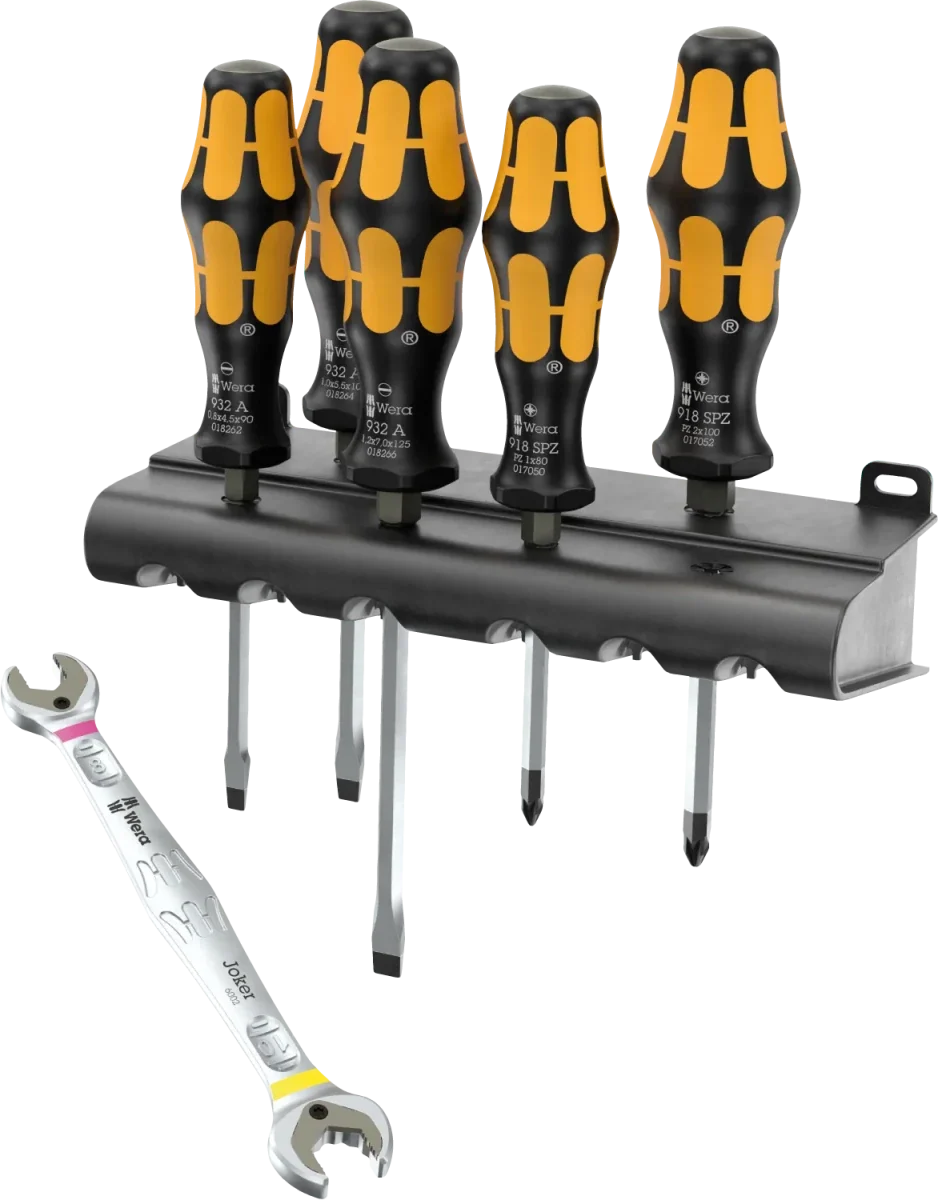 Wera 05136079001 Kraftform Chiseldriver 5-Piece Screwdriver Set & Joker Wrench