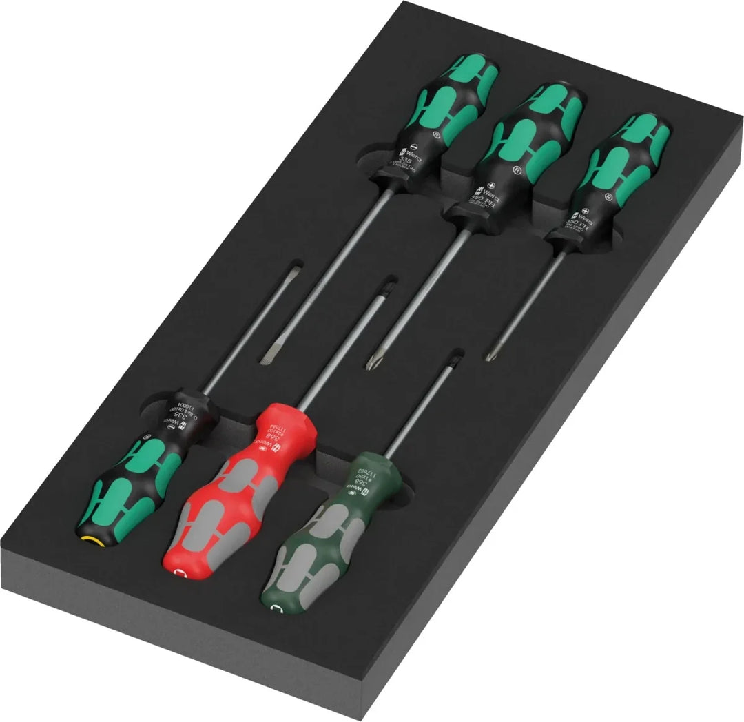 Wera 05150129001 9719 Kraftform Series 300 Screwdriver Set 3 in Foam Insert - 7 Piece