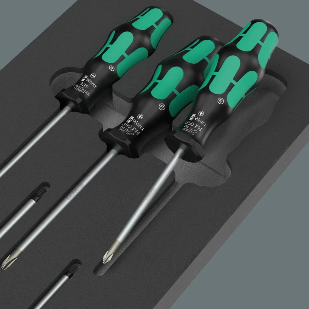 Wera 05150129001 9719 Kraftform Series 300 Screwdriver Set 3 in Foam Insert - 7 Piece