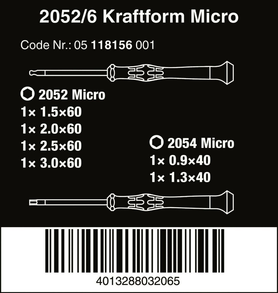 Wera 2052/6 Micro Precision Screwdriver Set With Rack 05118156001