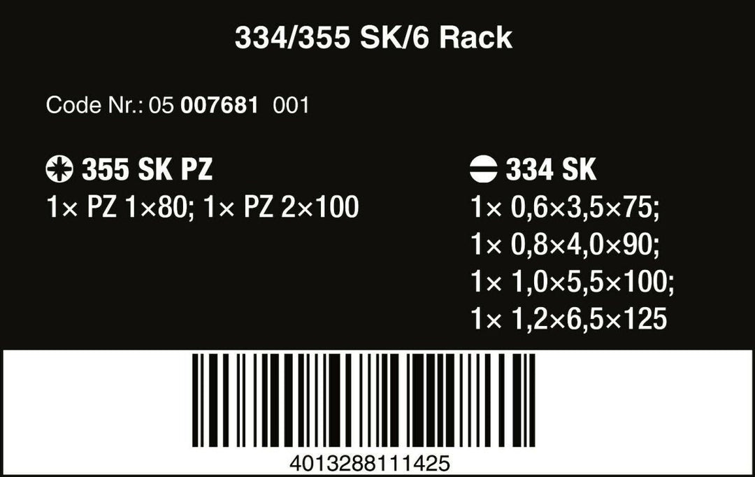 Wera 334/355 SK/6 Kraftform Plus Lasertip Screwdriver Set 05007681001