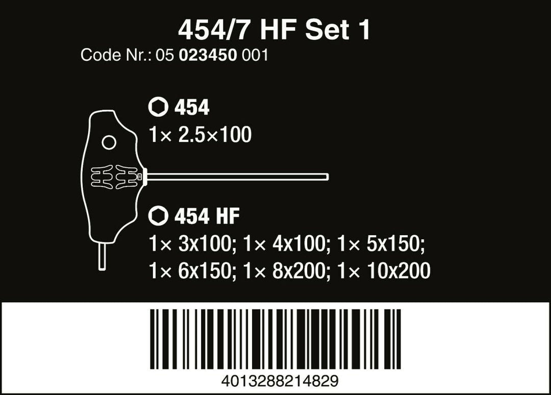 Wera 454/7 HF Set 1 Hex Plus T-Handle Screwdriver Set With Rack 05023450001