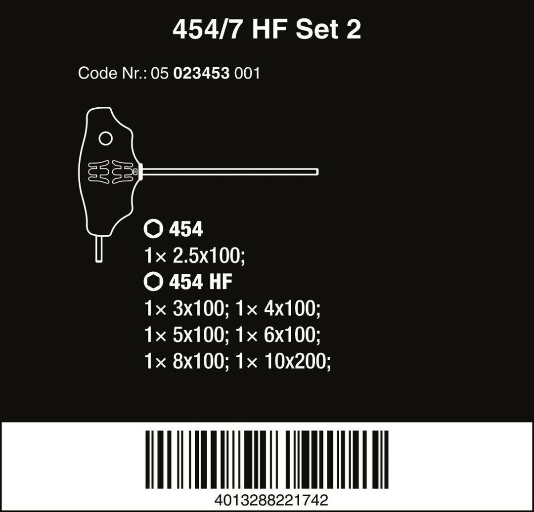 Wera 454/7 HF Set 2 Hex-Plus T-Handle Screwdriver Set 7 Piece Metric 05023453001