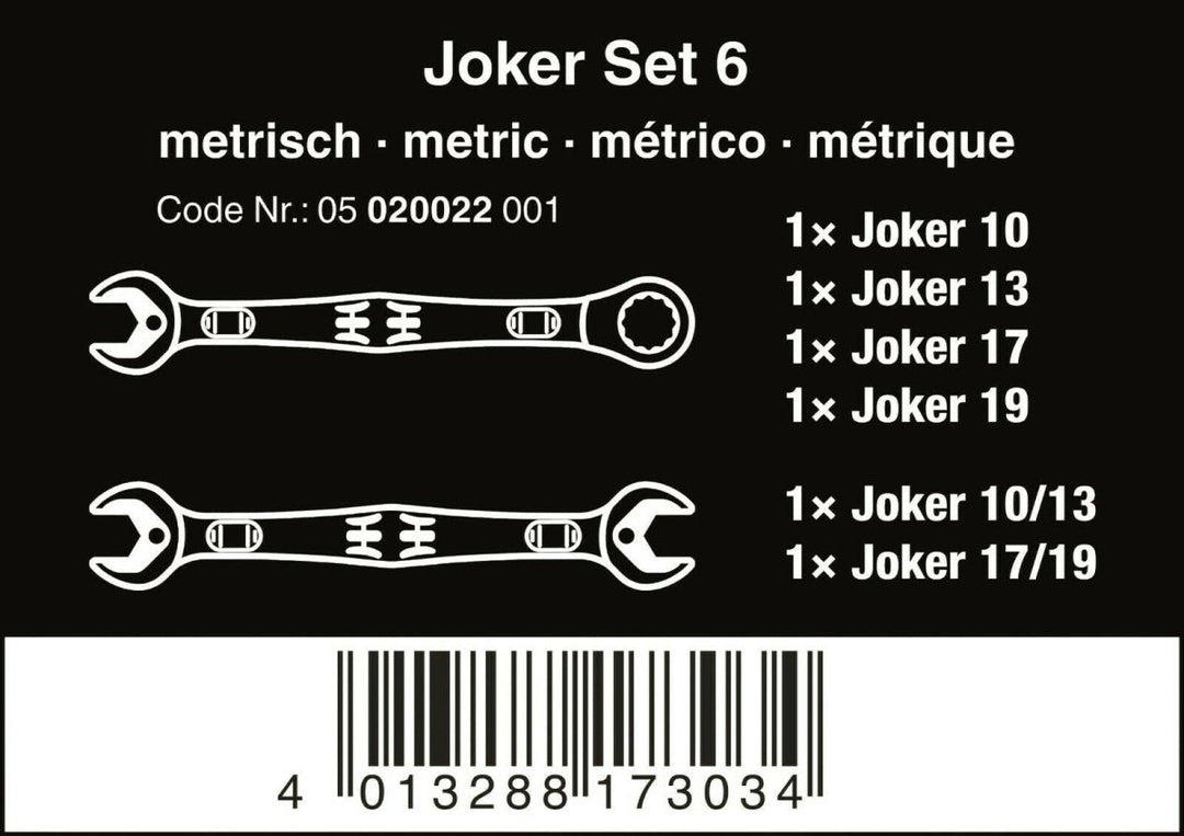 Wera 6000/6002 Joker Ratcheting Combination Wrench Set Metric 05020022001