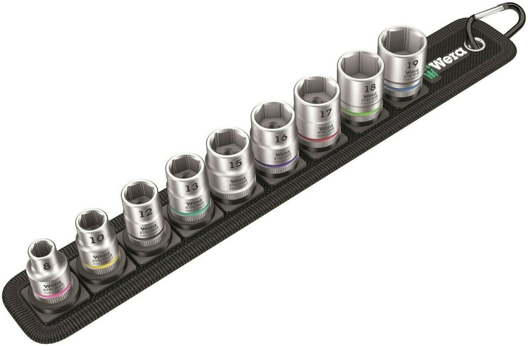 Wera 8790 HMB Belt B 4 Socket Set 3/8" Drive Metric 9 Pieces 05003973001