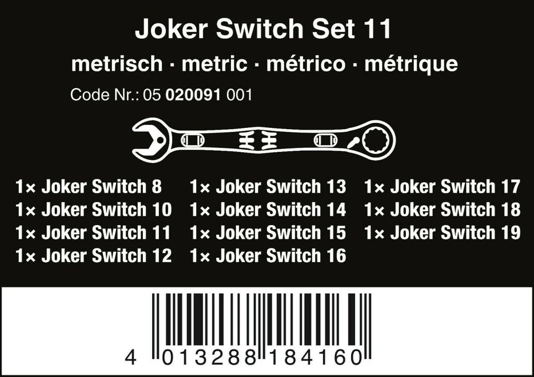 Wera Joker Switch Ratcheting Combination Wrench Set 11 Piece Metric 05020091001