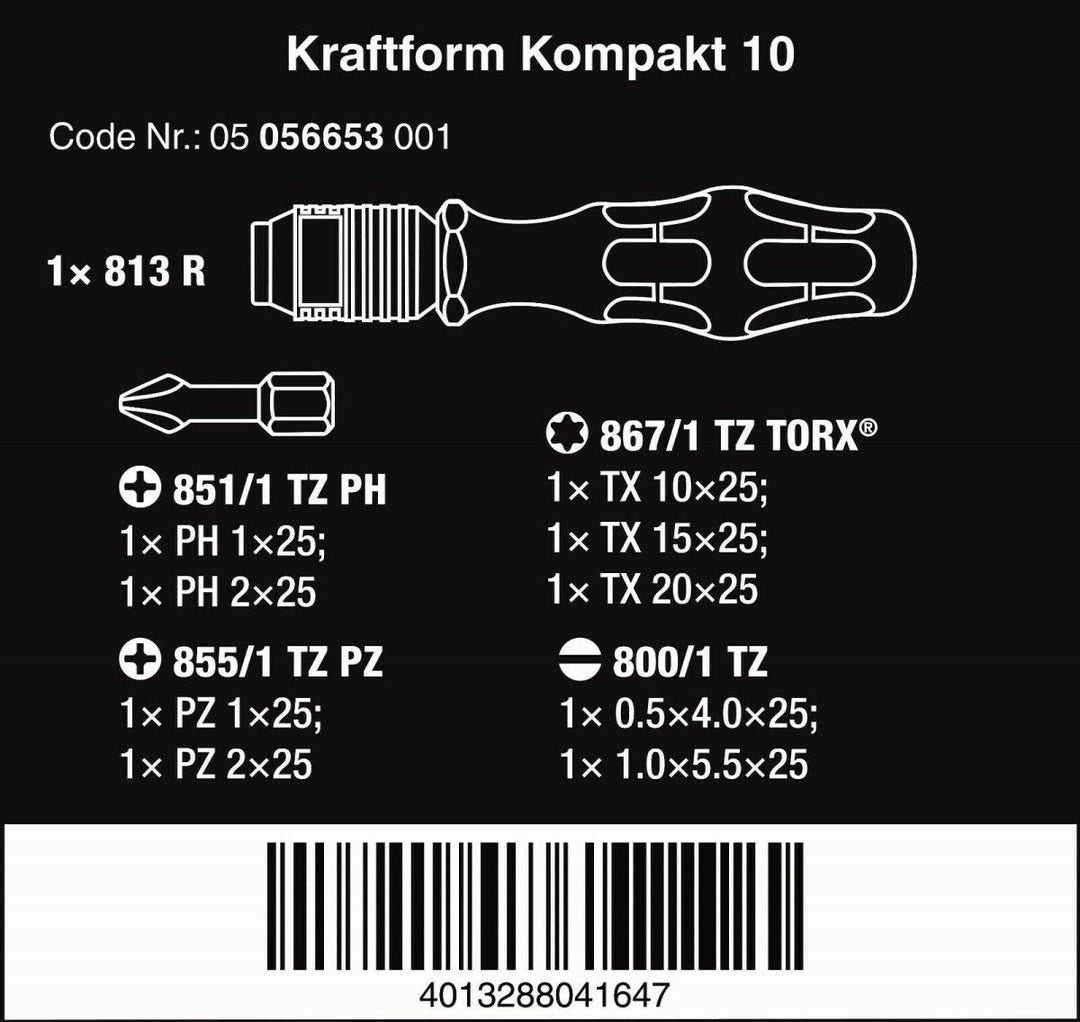 Wera Kraftform Kompakt 10 Screwdriver Set 05056653001