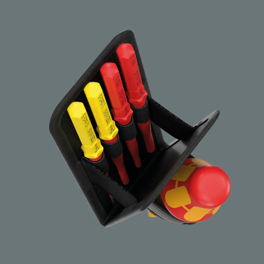 Wera Kraftform Kompakt VDE GO RA 2 Insulated Ratcheting Screwdriver Set, 5-Piece