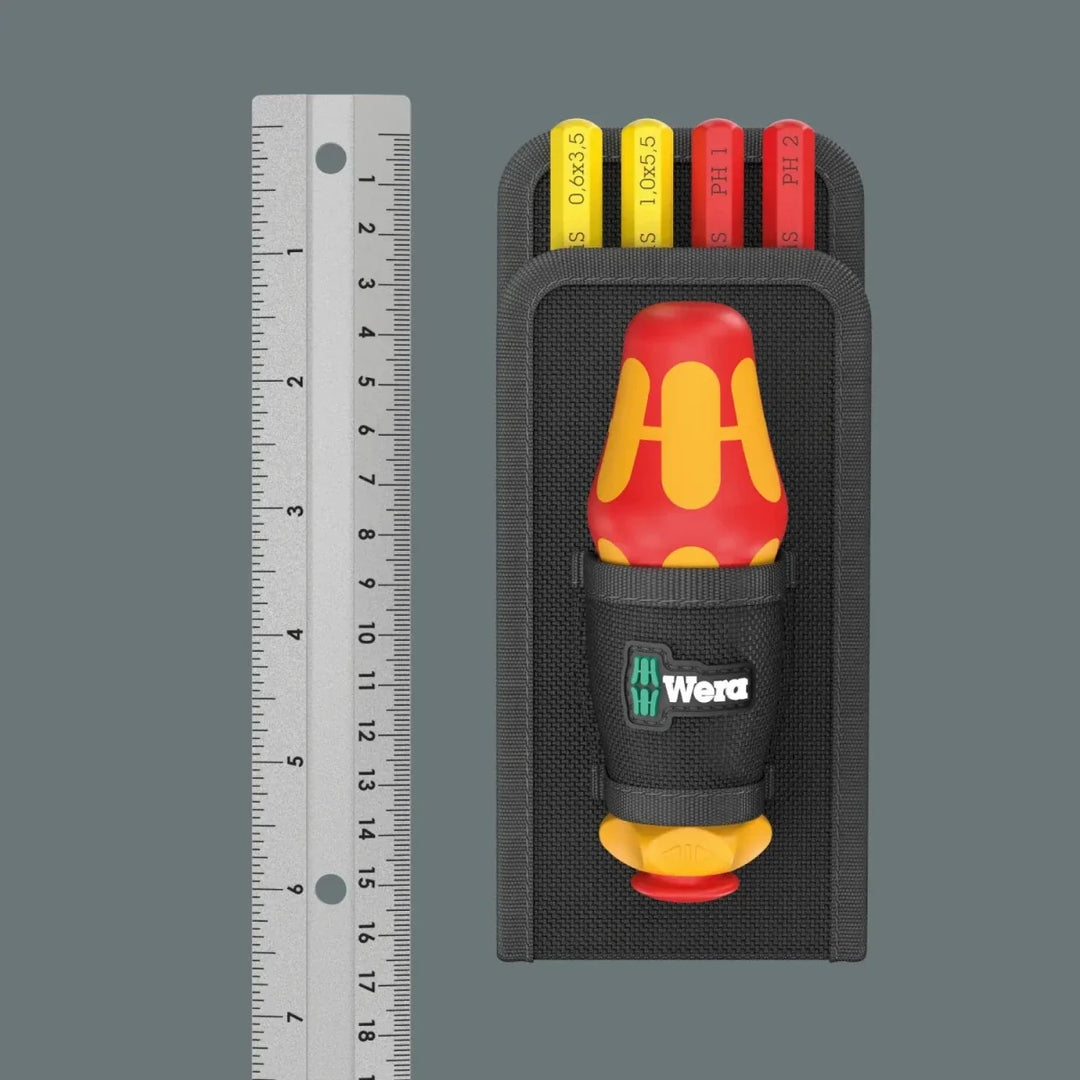 Wera Kraftform Kompakt VDE GO RA 2 Insulated Ratcheting Screwdriver Set, 5-Piece