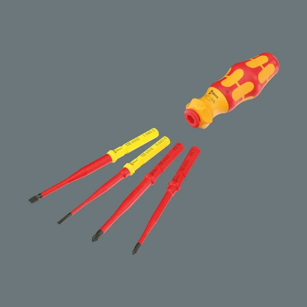 Wera Kraftform Kompakt VDE GO RA 2 Insulated Ratcheting Screwdriver Set, 5-Piece