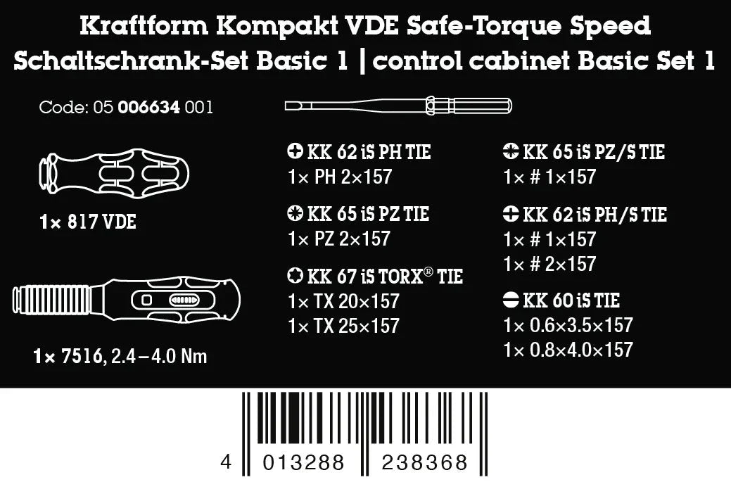 Wera Kraftform Kompakt VDE Safe-Torque Speed Switch Cabinet Set Basic 1 - 23 Piece (05006634001)