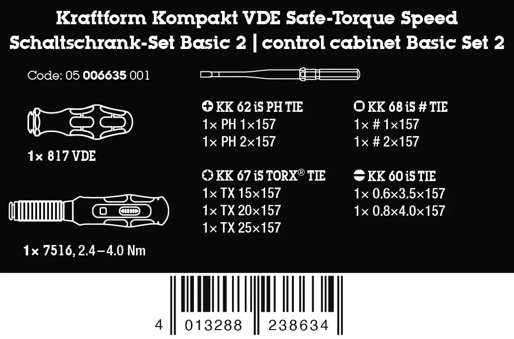 Wera Kraftform Kompakt VDE Safe-Torque Speed Switch Cabinet Set Basic 2 (11-Piece Set) | 05006635001
