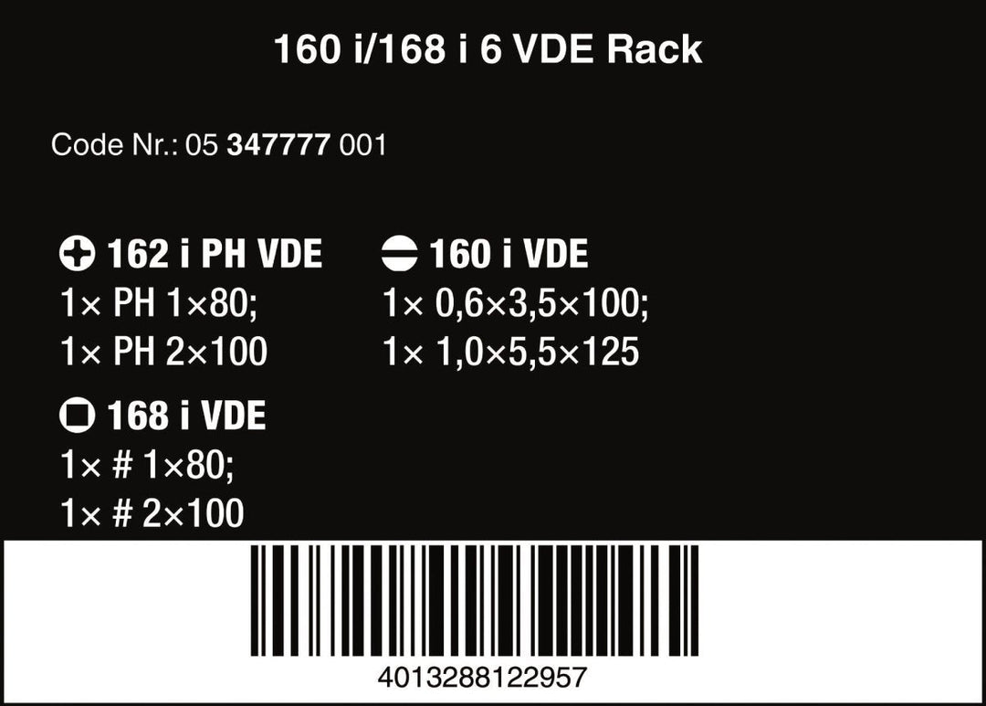 Wera Kraftform Plus VDE 100 Insulated Screwdriver Set With Rack 05347777001