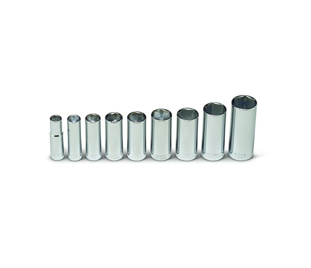 Wright Tool 6 Point Deep Socket Set 9 Piece 3/8" Drive SAE 304